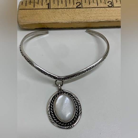 Victorian Era Antique Sterling Silver Bracelet w/ Moonstone Pendant - Picture 10 of 16